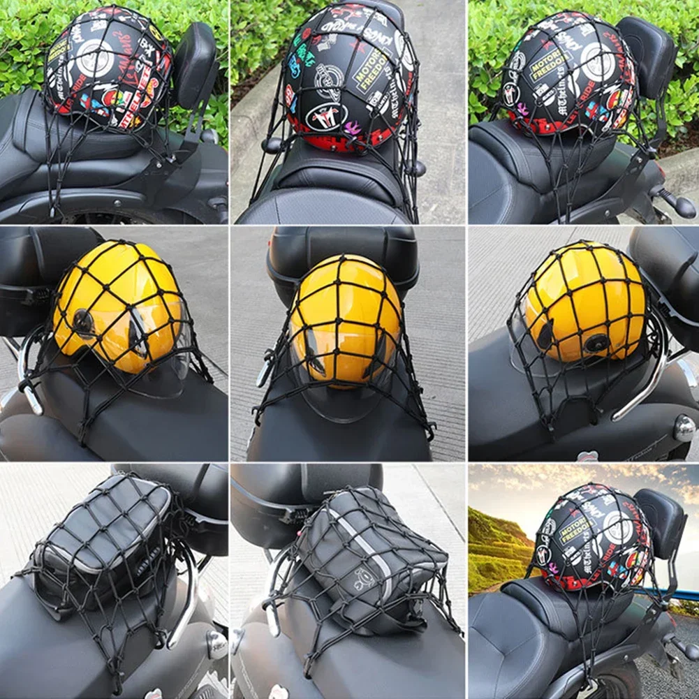 Motorcycle Helmet Storage Suitcase Bag 6 Hook Travel Merchandise Bag Bicycle Pedal Bike Net Fuel Tank Luggage Gear