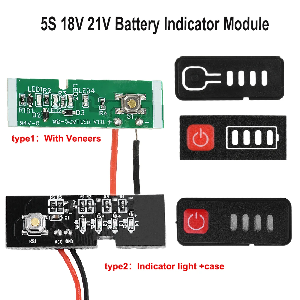 

5S 18V 21V Модуль индикатора емкости аккумулятора с дисплеем мощности и корпусом аккумулятора Тестер индикатора уровня заряда батареи Светодиодный дисплей