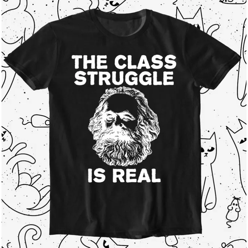 تي شيرت The Class Struggle Is Real تي شيرت ميمي الشيوعي المضحك الذي يتميز بـ كارل ماركس، وهو هدية فريدة لعشاق النظرية