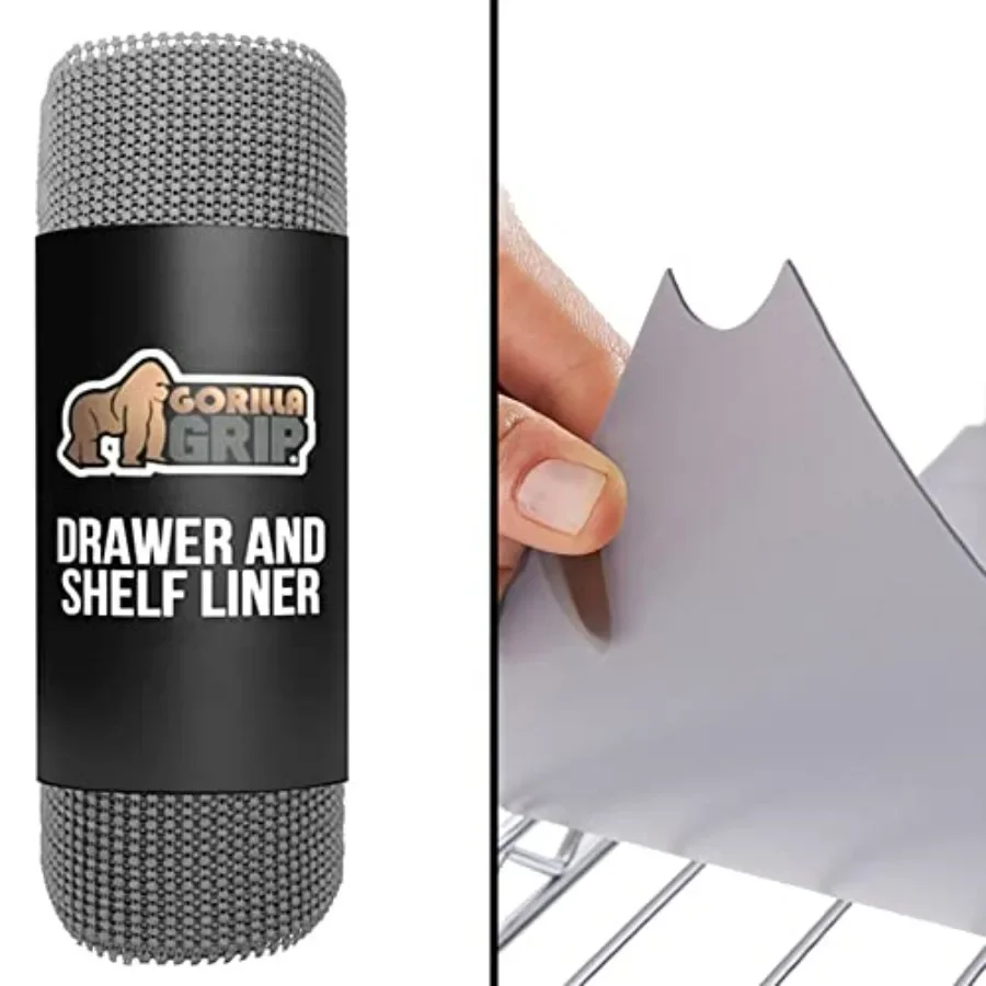 Set di 4 rivestimenti per cassetti e rivestimenti per mensole in filo metallico, dimensioni della fodera per cassetti 17,5 pollici x 20 piedi in grigio, non adesivo, dimensioni della fodera per mensola in filo metallico 14x3