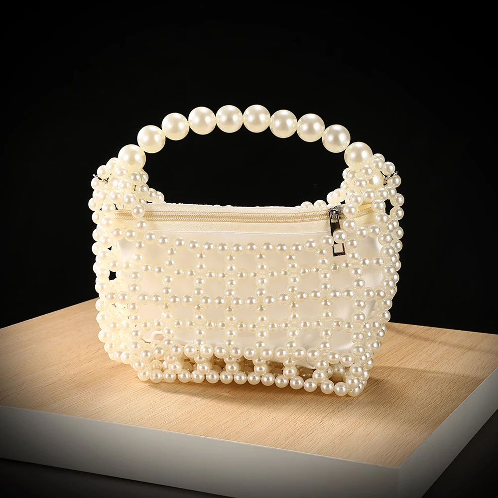 

New weaving pearl wedding dinner party with the bag in delicate joker makeup bag detachable pearl chain shoulder aslant package