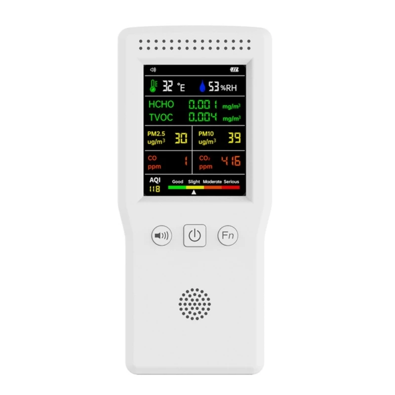 Air Quality Tester Air Quality Detector with LCD Digital Display Air Pollution Detector Meter PM2.5/1.0/10 HCHO