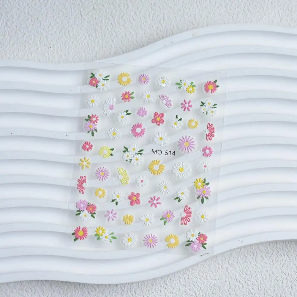 Colorful Spring Decor Embossed Relief Manicure Decal Flower Sweet Nail Stickers Cute Decoration Manicure Tool DIY Nail Art