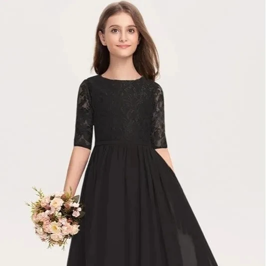 Vestido de festa sem mangas feminino, vestidos de princesa, renda elegante, vestido de casamento infantil, traje formal, novo