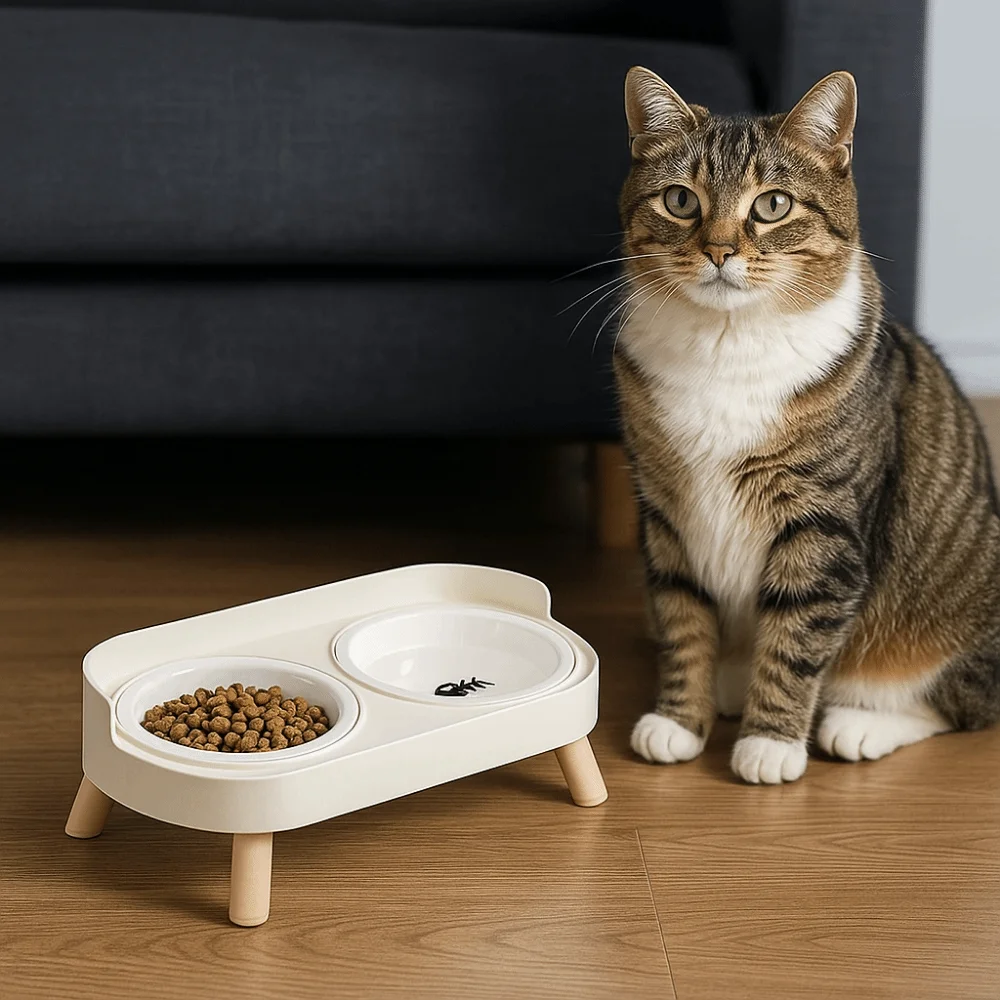 

Ceramic Double Cat Bowl Large Capacity Cervical Protection Cat Water Bowls Anti-Spill Anti Slip Pet Feeder Daily Feeding