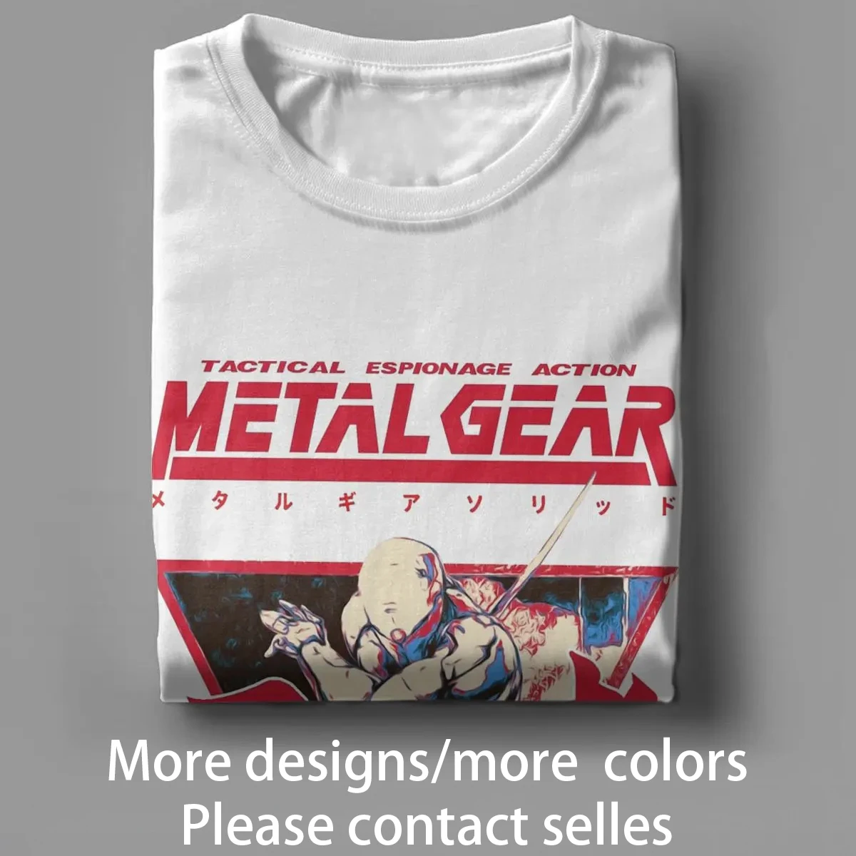 Novelty Game Metal Gear Solid Option C T-Shirt for Men Round Collar Cotton T Shirts MGS Gothic Phantom Hipster Short Sleeve Tees