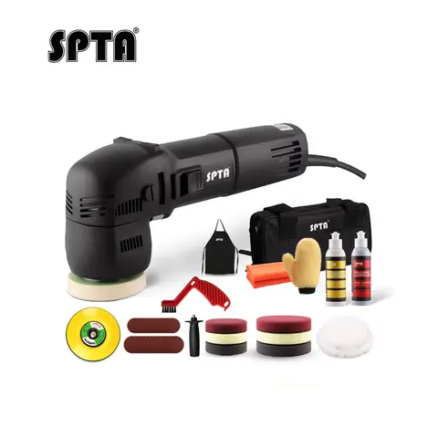 SPTA 3 인치 10mm 무작위 궤도 듀얼 액션 폴리 셔 미니 자동차 폴리 셔 전기 자동차 뷰티 폴리싱 머신 폴란드어 패드 세트