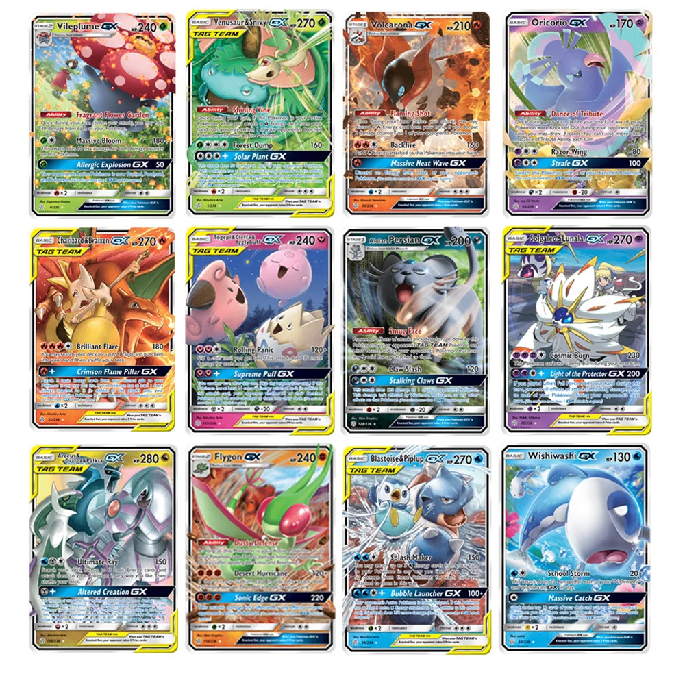 50Pcs Pokemons Card Shining TAKARA TOMY GX VMAX V MAX Cards Game Battle Carte Trading Children Toy