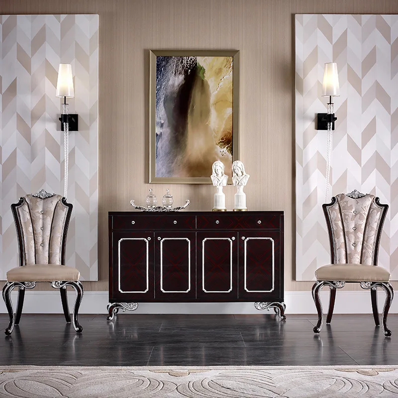 

Neoclassical birch sideboard, ebony sideboard, simple European fashion color, carved sideboard, entryway, cabinet furniture