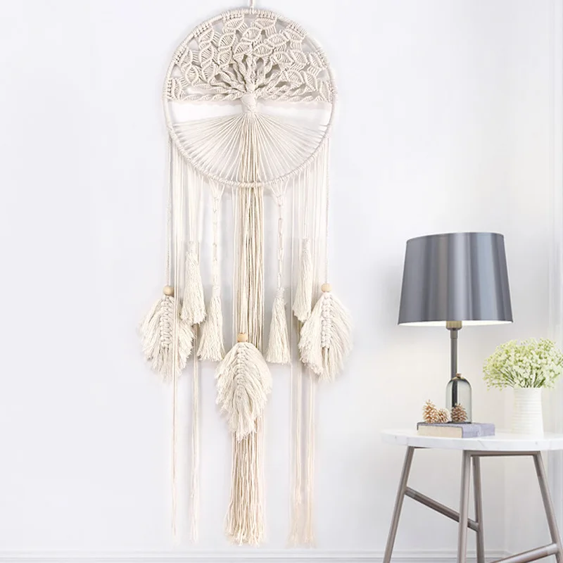 

Tree of Life Tapestry Dreamcatcher, Handwoven Bohemian Tassel Wall Hanging, Minimalist Living Room Bedroom Decor