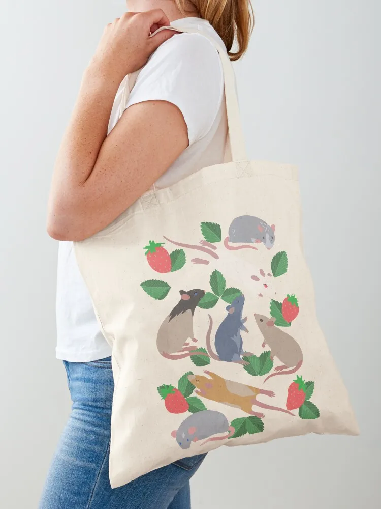 

Strawberry Patch Rats Tote Bag Customizable tote bag cute tote bag shopping trolley reusable shopping bags