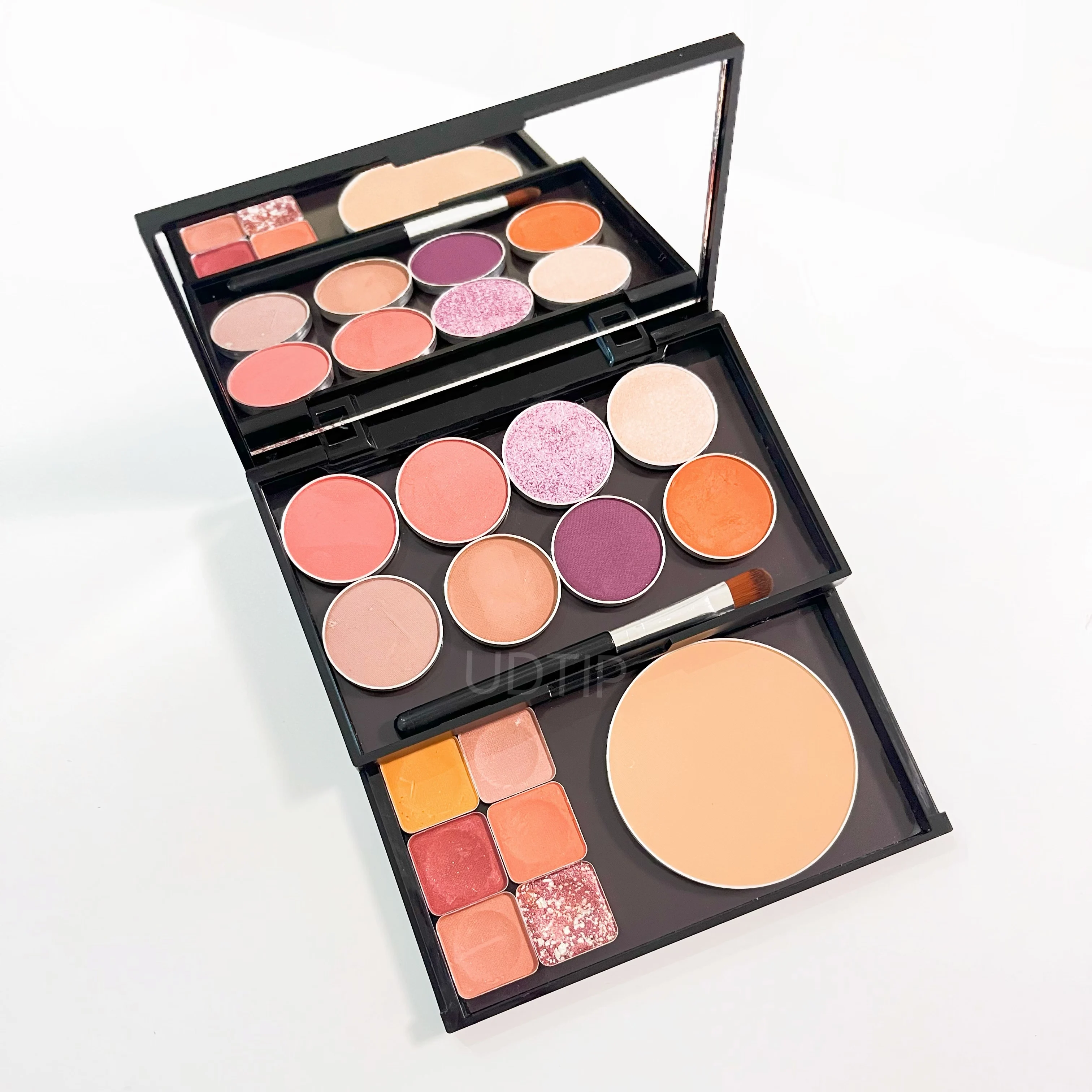 Double 2 Layers Empty Magnetic Eyeshadow Makeup Palette With Mirror Plastic Case Samll Size With 20pcs Adhesive Metal Stickers