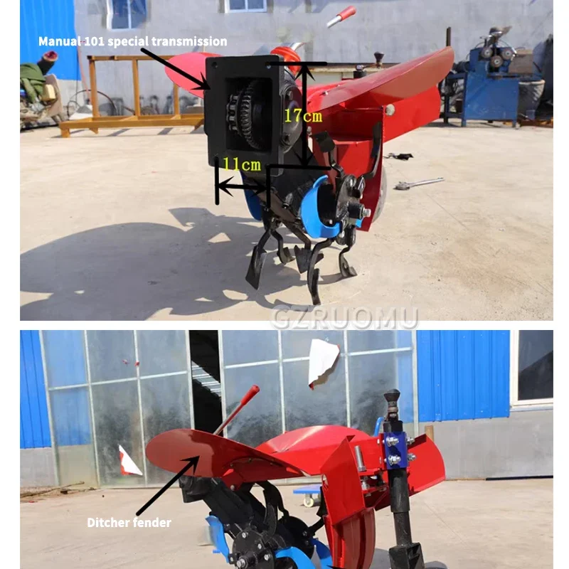 

High Power Rotary Tiller Multifunctional Cultivator Weeding Ditching Loosening Soil Plowing Small Micro Tiller