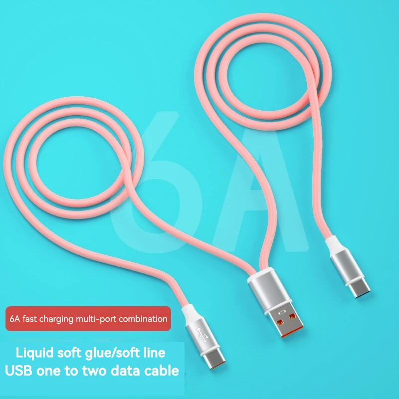 Multi-Head Charging Cable 6A Fast Charging Data Cable Two-In-One for Huawei Android Independent Car Cable Phone Accessories