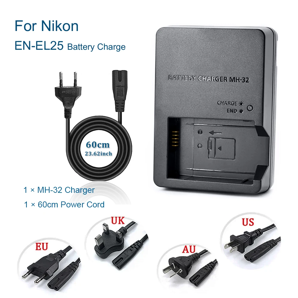 

MH-32 MH32 Battery Charger for Nikon EN-EL25 ENEL25 EN25 Battery Z30 Z50 ZFC micro single camera