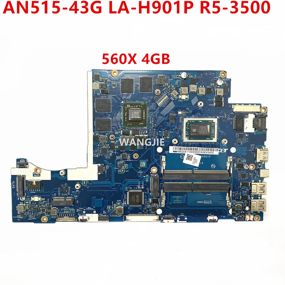 FH50P LA-H901P For Acer AN515-43G Laptop Motherboard NBQ5X11002 R5-3500 CPU 560X 4GB GPU 100% Working