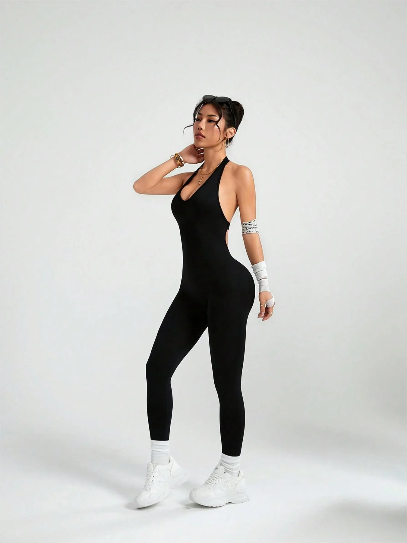 Yoga Body Mit Brust Pads Frauen Sport Overall Fitness Sportswear Workout Set Einfarbig Nahtlose Butt Hebe Yoga Bodys – Detail 3