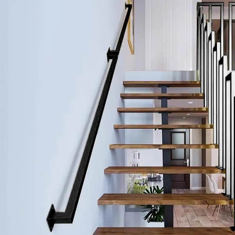 Pipe Stair Handrail Seniors Grab Bars Metal Railing Square Pipe Staircase Metal Handrail for Indoor Flats Bars Lofts Villa