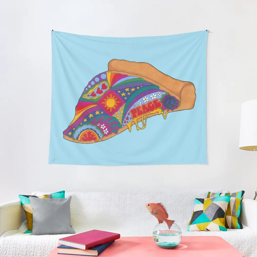 

Psychedelic Peace of Pizza Tapestry Room Decor For Girls Outdoor Decoration Mushroom Tapestry