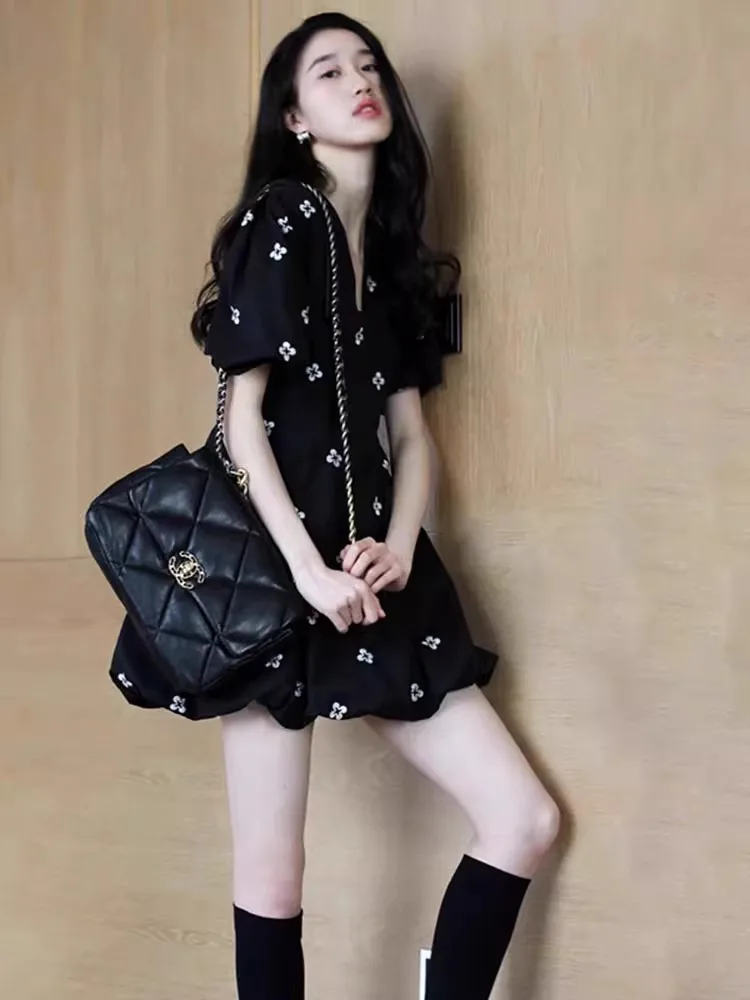 

Элегантная черная пышная юбка с высокой талией для взрослых, повседневная одежда в стиле Гонконг, подарок на день рождения