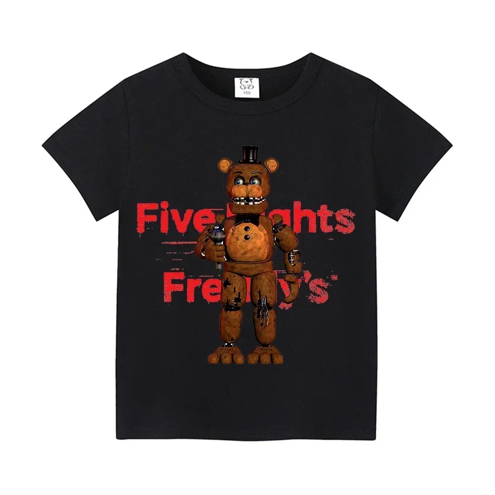 Camisa corta con tema de Five Nights Freddys, ropa con estampado de Fnafs, camisetas de manga corta con dibujos animados Kawaii para niños, camiseta para bebé, ropa, regalo de cumpleaños