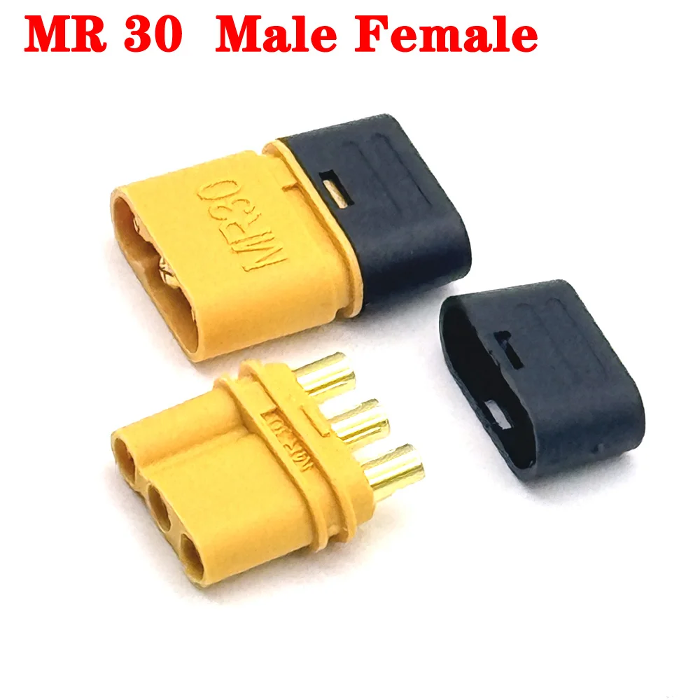 MR30 60 Male and Female MR 30 MR 60 Plugs High Power Brushless Motor ESC Connectors for RC Models Drone 3-Pin Banana Plugs