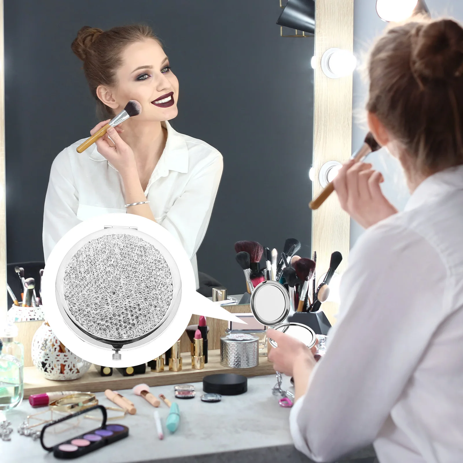 1 pezzo specchio per trucco pieghevole portatile piccolo abbastanza per adattarsi nella borsa per ragazze donne specchio per trucco per artisti professionisti