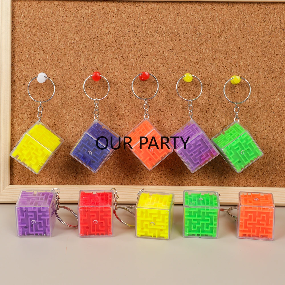 10Pcs Mini 3D Maze Puzzle Intelligence Keychain Educational Toy for Kids Birthday Party Favors School Rewards Pinata Fillers