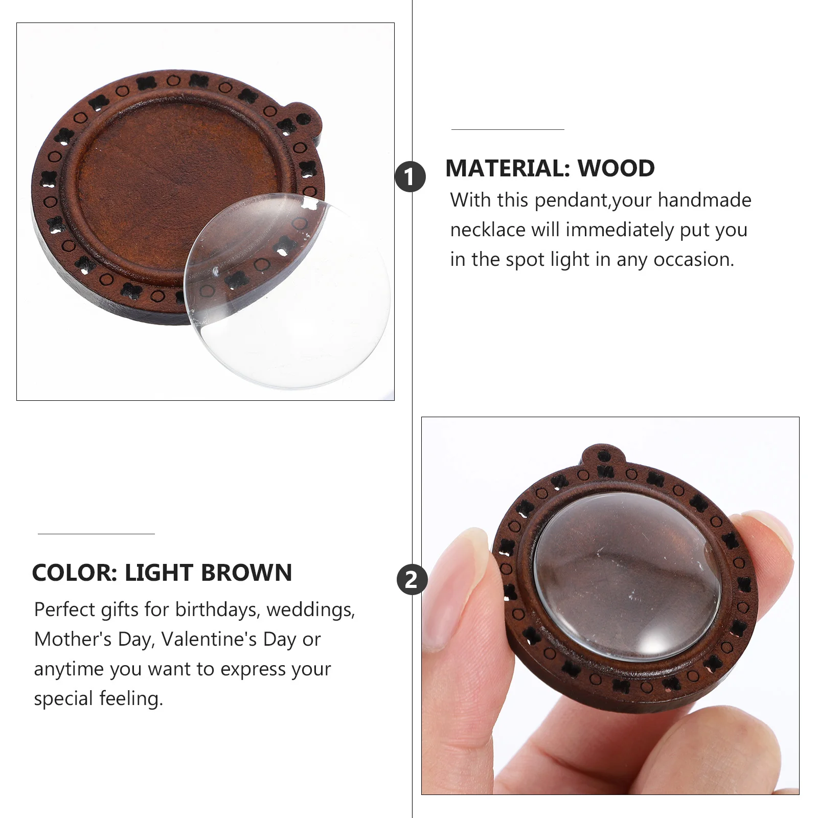 

32Pcs Round Pendant Trays Retro Wooden Necklace DIY Jewelry Making Accessories 25mm 30mm Glass Patch Photo Resin Charms