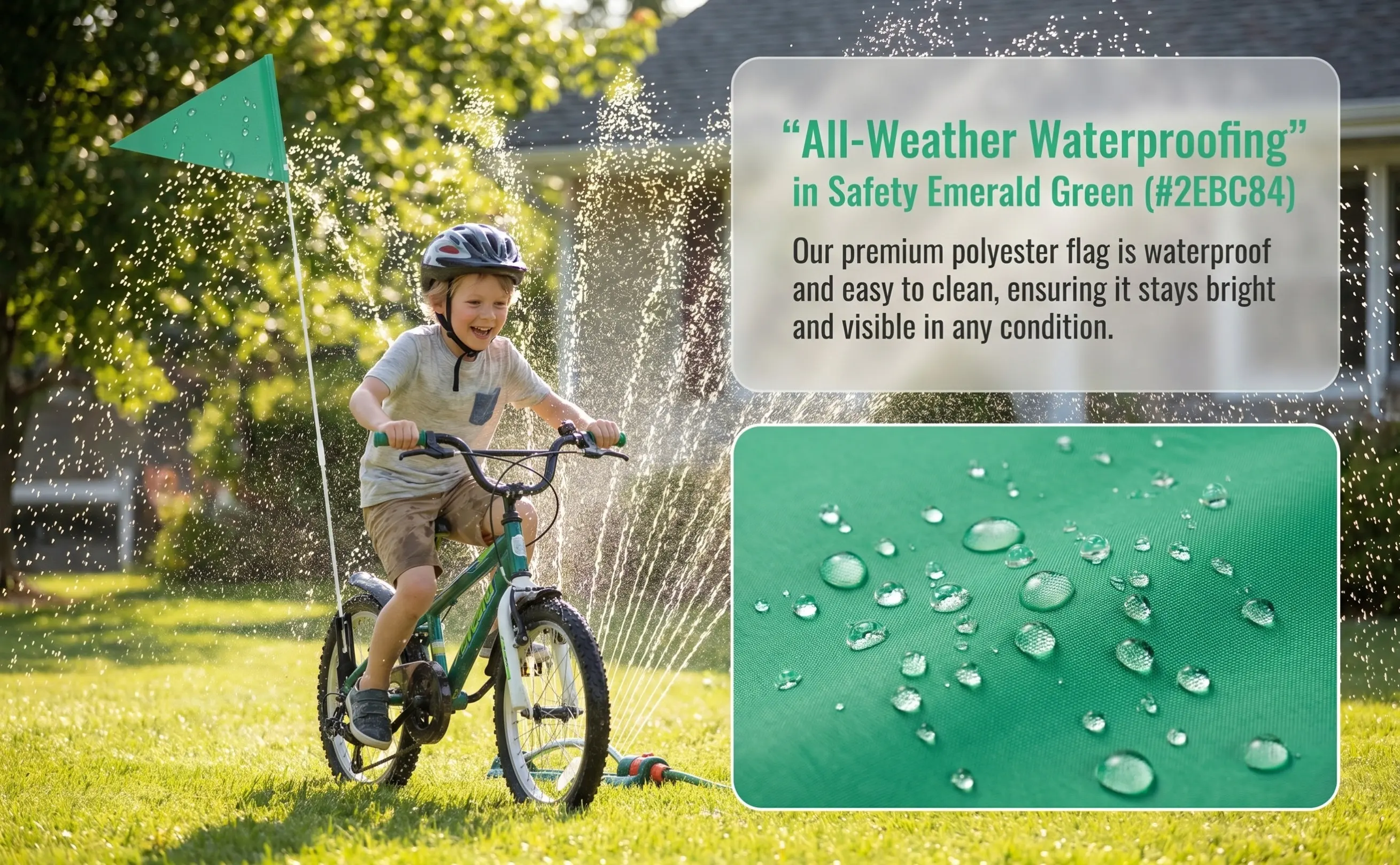 1Set Bike Safety Flag Adjustable Pole Children's Tail Triangular Waterproof High Visibility Reflective Safety Flag for Kids