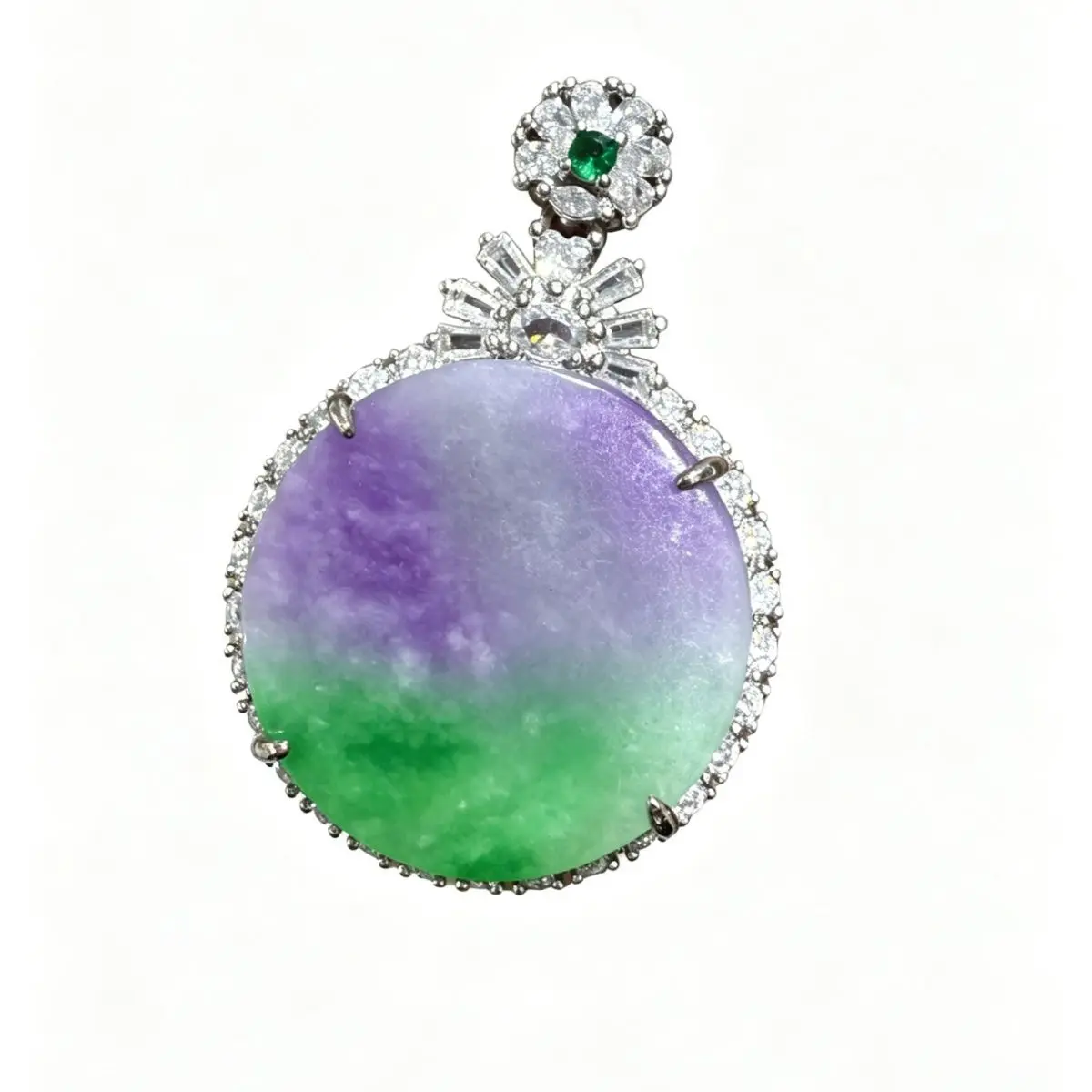 Perfect jadeite high-ice Seiko violet pendant jade inlaid exquisite box Wenwan safety jewelry chain