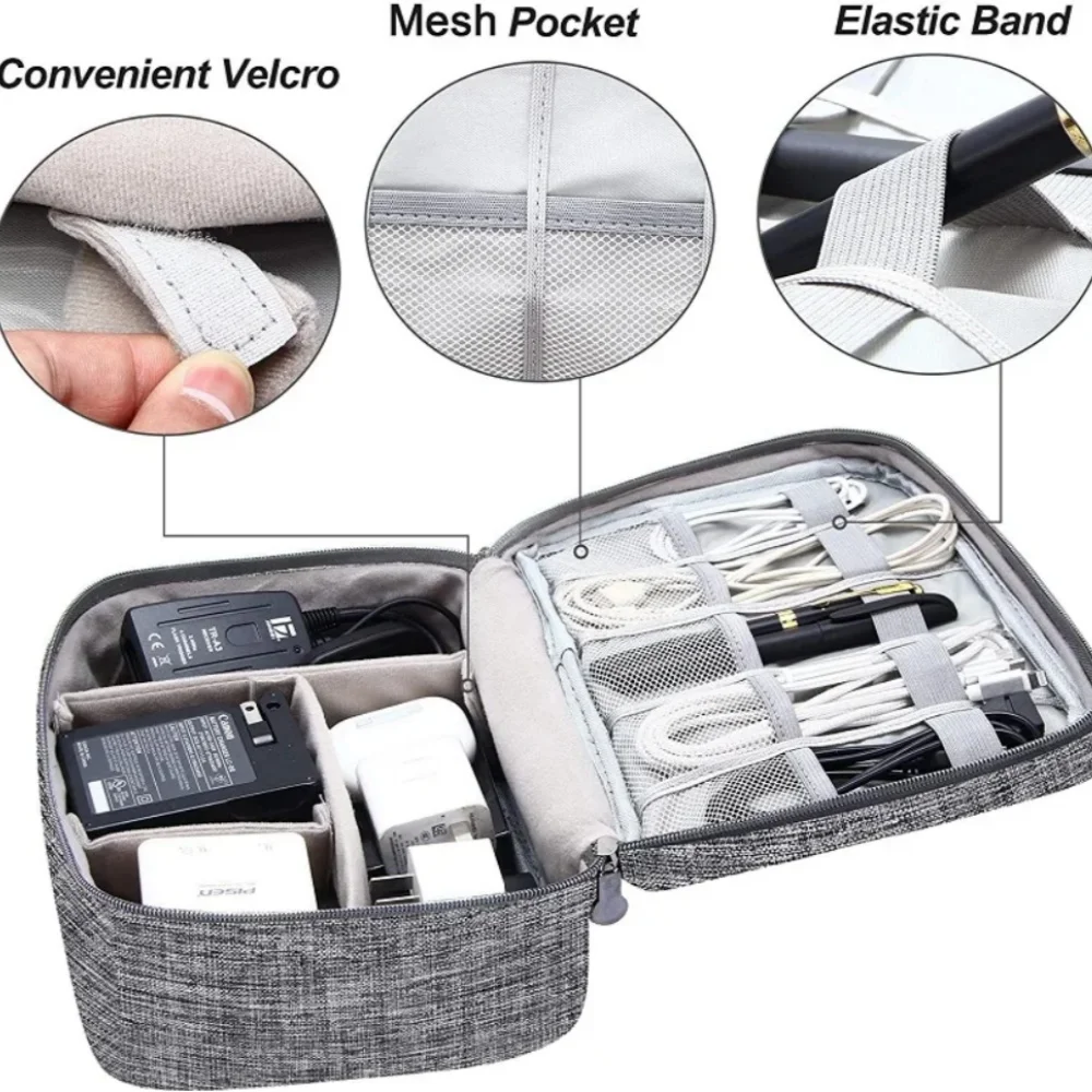 Cable Storage Bag Waterproof Digital Electronic Accessories Organizer Portable Travel Cable Organizer Case for USB Charger Plug