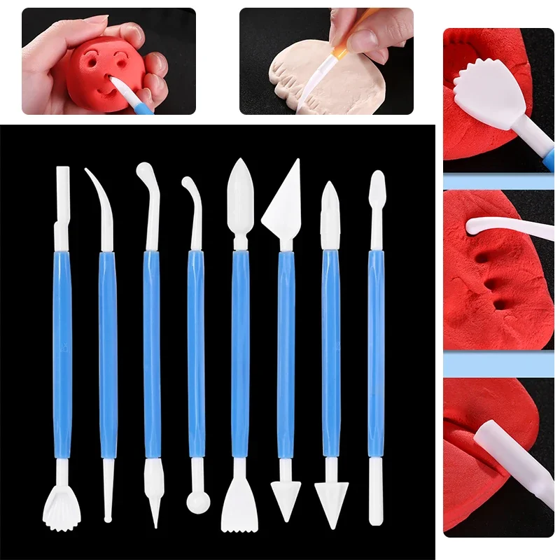 8 pçs/lote plástico poli Sculpey Ferramentas Set Para Shaping Clay Play massa Brinquedos Clay Sculpting Set Polymer Modeling Clay Ferramentas
