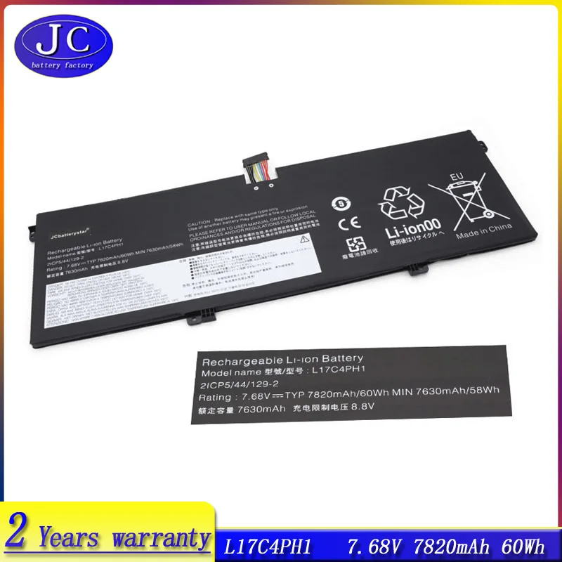 

JCLJF L17M4PH3 L17C4PH1 L17M4PH2 L17M4PH1 Laptop Battery For Lenovo Yoga 7 Pro-13IKB C930-13IKB 81EQ 81C4 5B10Q82425 60Wh