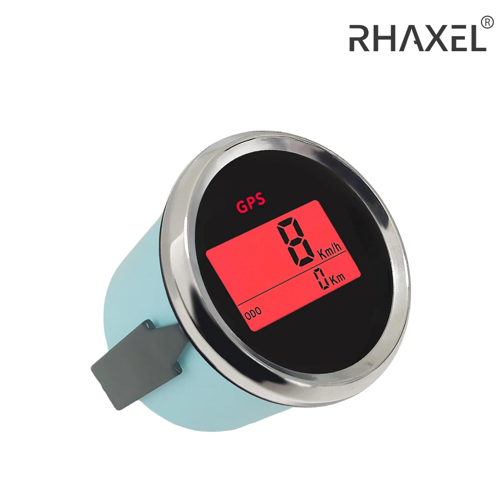 

RHAXEL Car Trucks Boat 52mm Digital GPS Speedometer Odometer 0-999 Knots Km/h MPH 12V/24V with Red Backlight