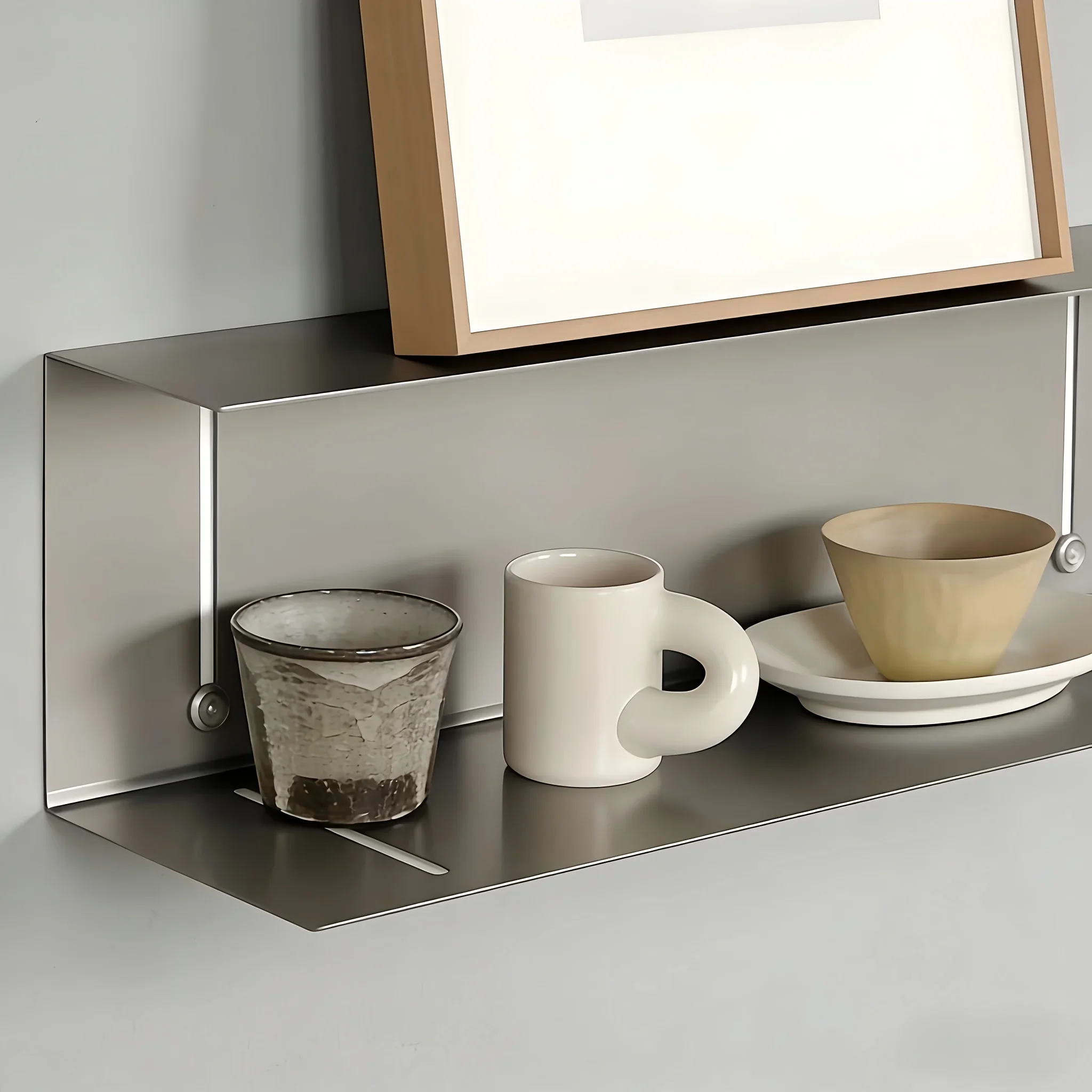 U-Shaped Wall Shelves Stainless Steel Hanging Bookcase Floating Display Wall Storage Shelf Figure Showcase Room Decorations