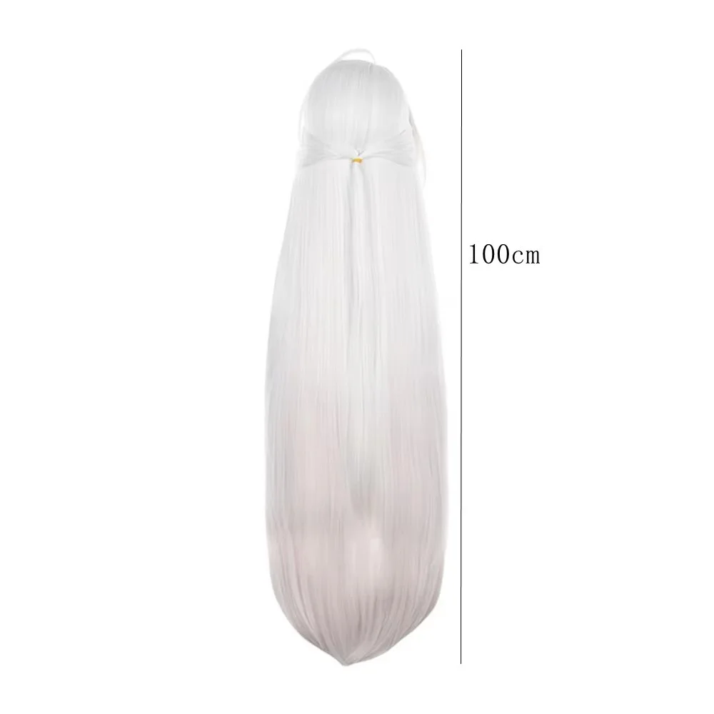 White Pink Ombre Long Straight Cosplay Wig 100cm Heat Resistant Synthetic Hair For Women Girls Anime Lolita Halloween Gift