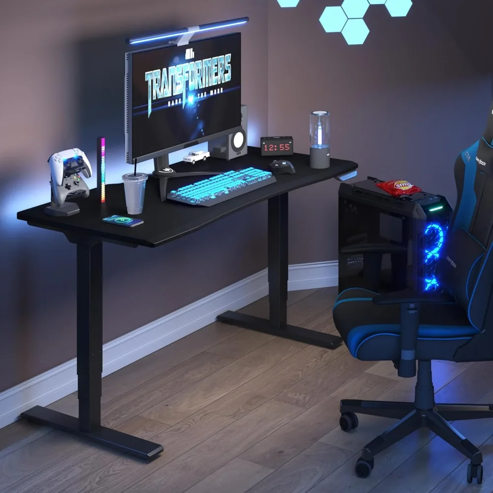 E6 Electric Gaming Standing Desk, 60x27 in Adjustable Height Desk for MOBA Games, Computer Desk