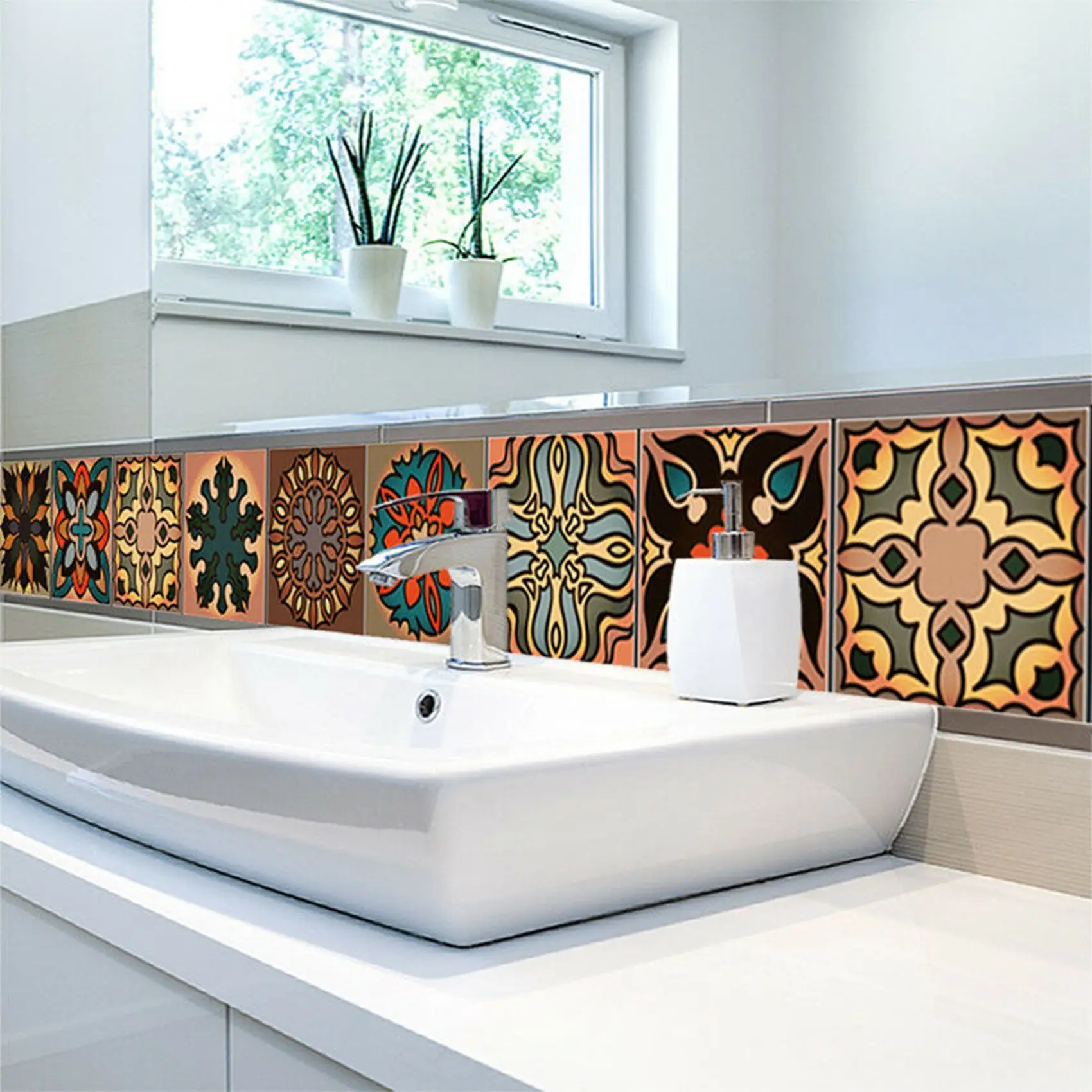A93E-120 Pcs 3D Multi Moroccan Self-Adhesive Bathroom Kitchen Wall Stair Tile Sticker