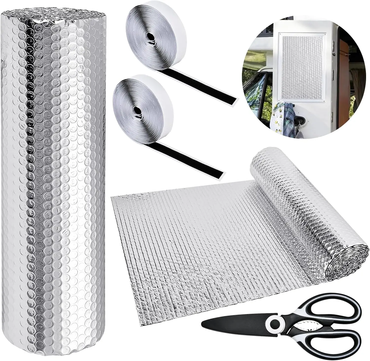 

Козырек для окна автофургона, 20 футов x 15,6 дюйма, светоотражающий изоляционный рулон, двусторонний солнцезащитный козырек из алюминиевой фольги для дома на колесах, грузовика, прицепа