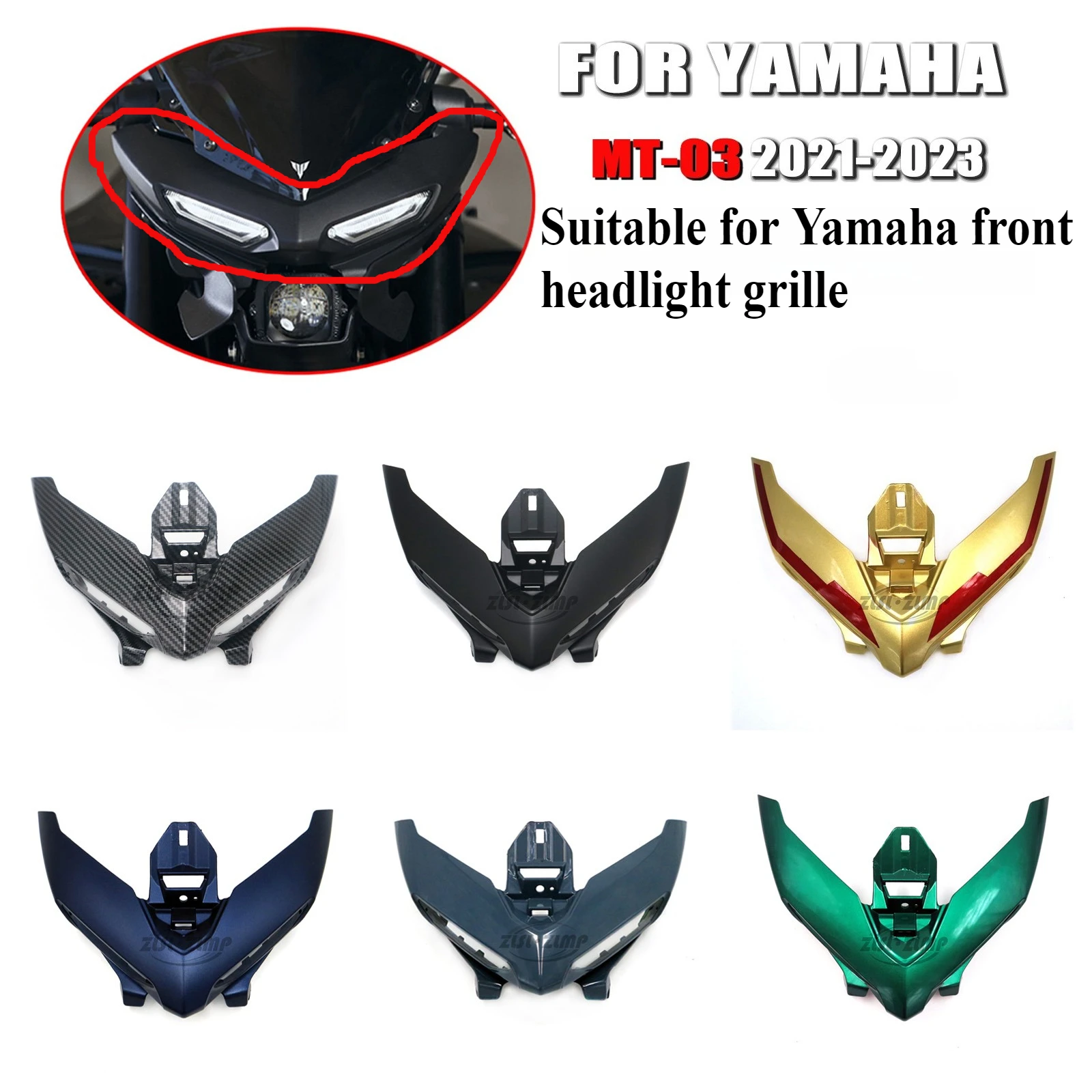

For Yamaha MT-03 2021-2023 Motorcycle Front Nose Headlight Shell Fairing Head Lamp Outer Cover Bodywork Fairing Replacement