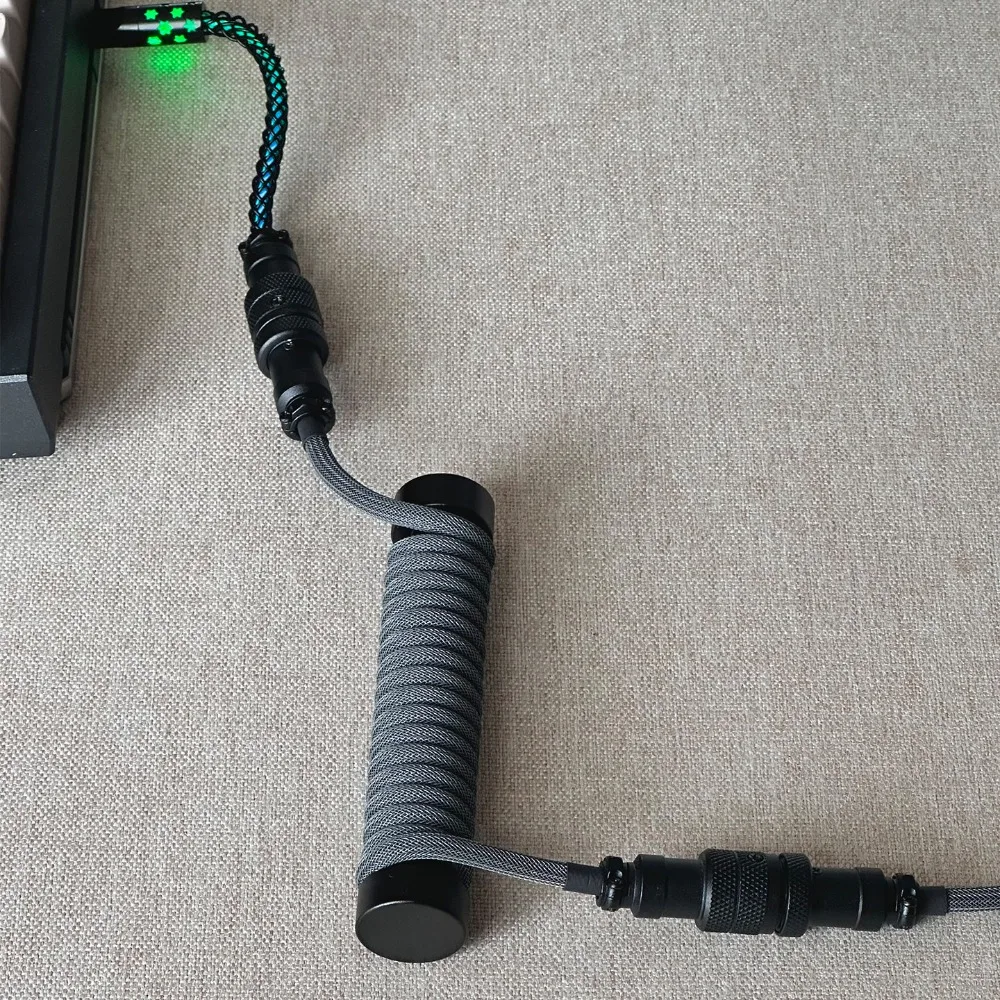 UNKNOWN ERROR Keyboard Line 8K Gamer Keyboard Cable Three-Section Luminous Aviation Connector Cable Custom Gaming Accessories
