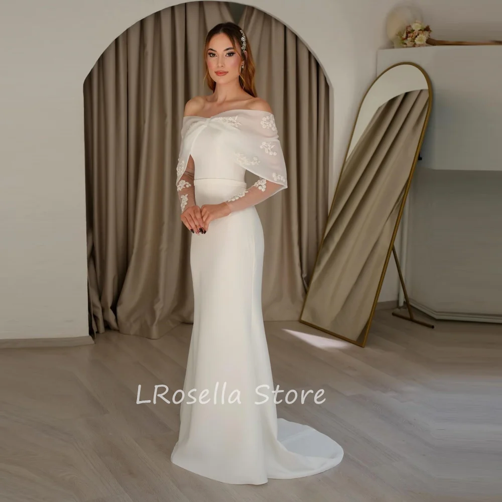 LRosella Wedding Dress Crepe Beading Mermaid Long Sleeve Pleated Floor-Length Elegant Exquisite Morden style Luxury  فساتي2024