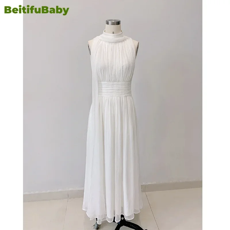 

BeitifuBaby Elegant Evening Dress for Women Sleeveless Long Skirt French Style Retro Banquet Gown Women's Party Dresses Vestidos