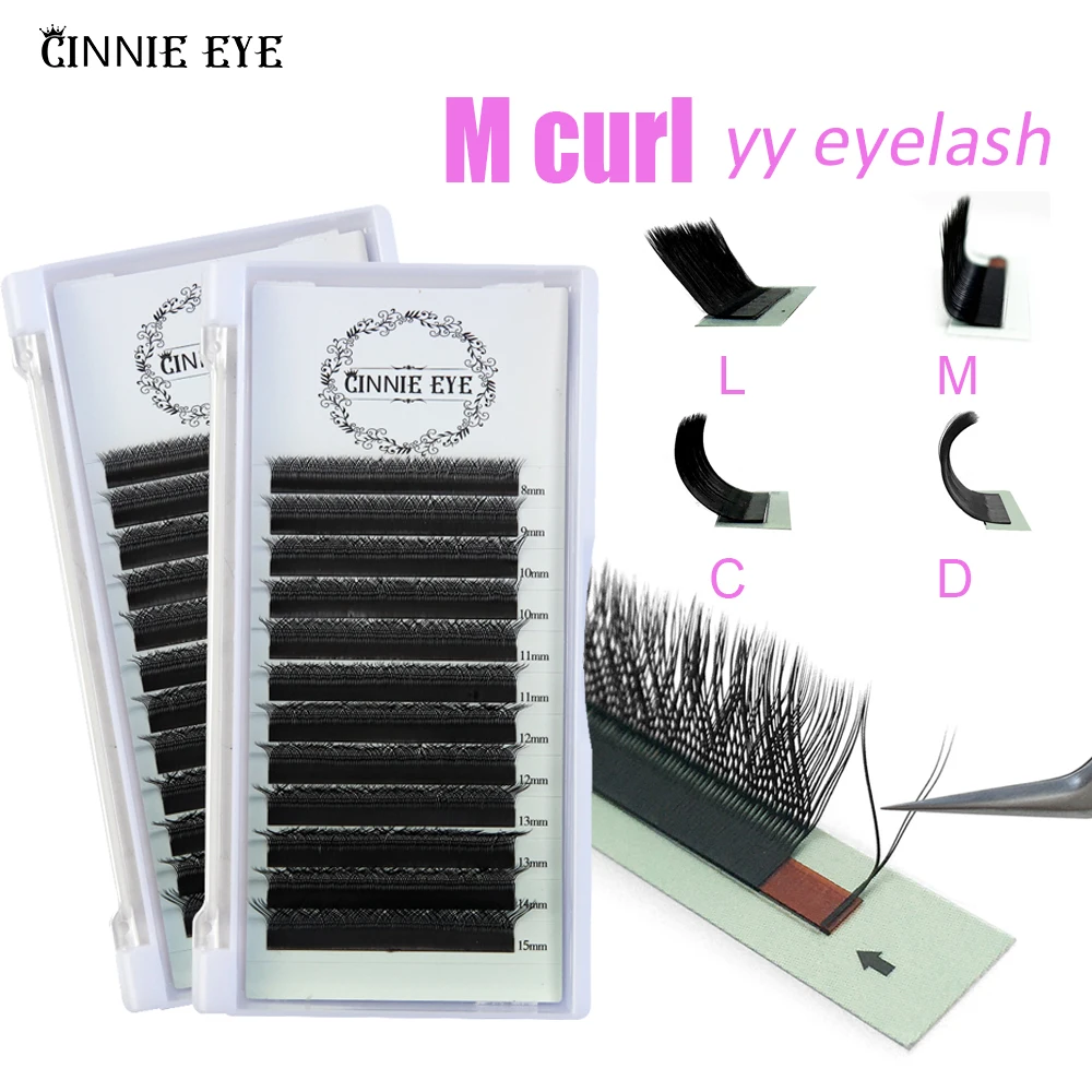 YY Eyelash Extensions M/LU Curl 2D Y Premade Volume Fans 7mm YY Cilios Auto Fanning Individual Cluster Bundles L Y-Shape