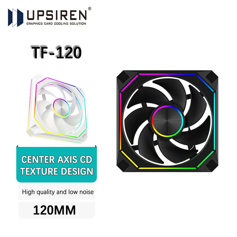 

UPSIREN TF-120 Computer Case Fan 12cm ARGB 4Pin PWM Quiet Cooling Fan 12V Large Air Volume 56.36CFM/800-2000RPM Performance Fans