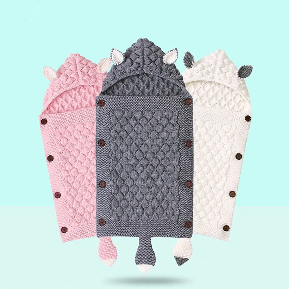 طفل جديد الشتاء محبوك طفل رضيع طفل رضيع قماط دافئة عربة أطفال مغلف سرير الأطفال حديثي الولادة البطانيات