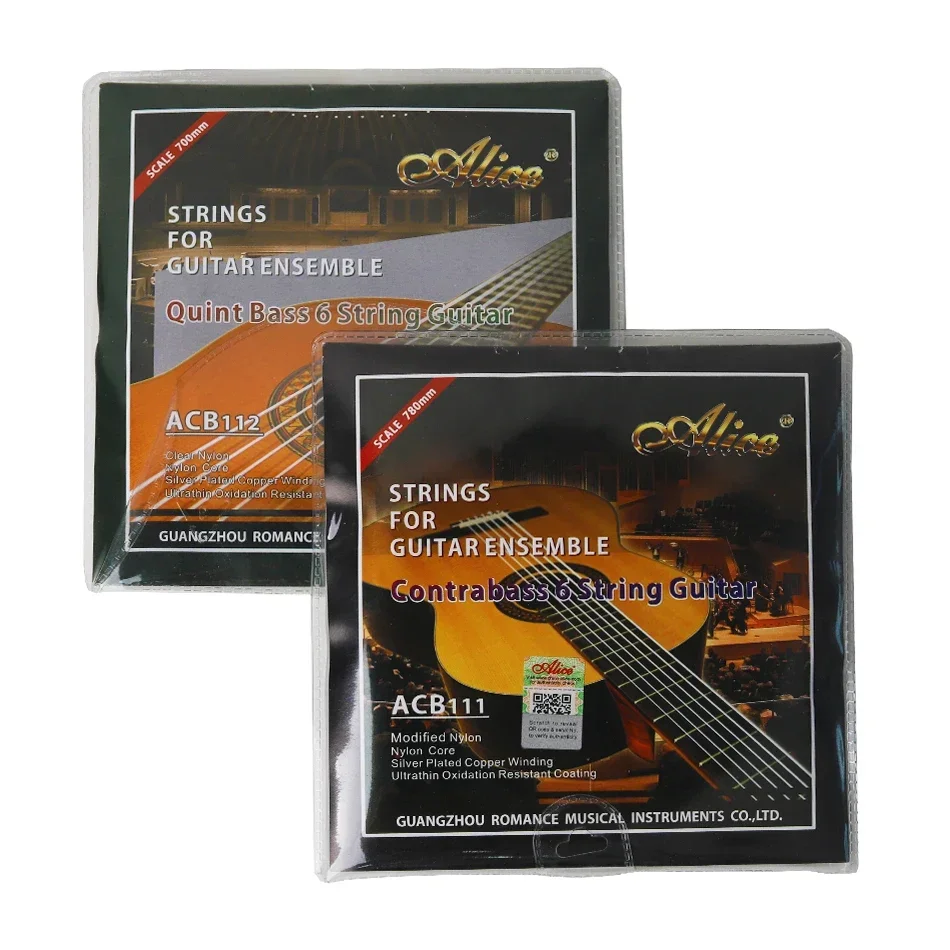 Alice ACB111 ACB112 Contrabass Quint Bass Classical Guitar Strings Set For 6 String Guitar Ensemble Silver Plated Copper Coated