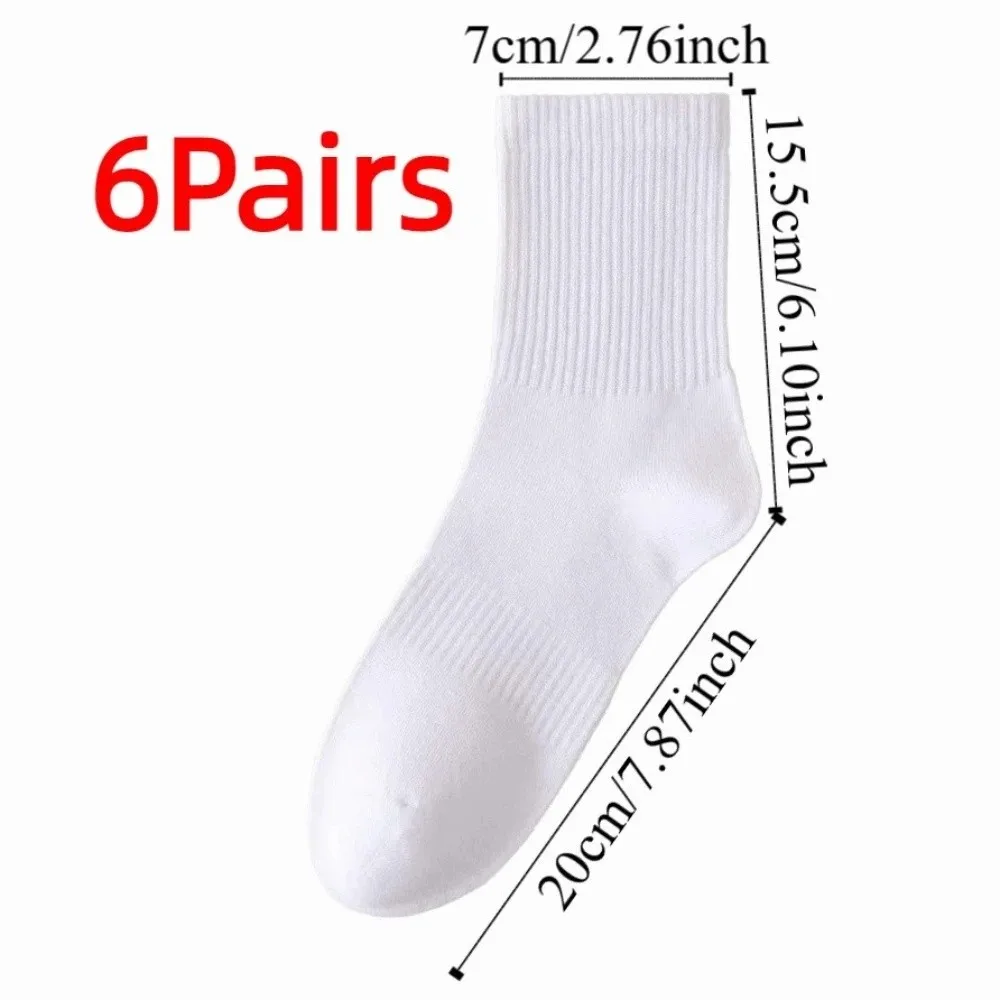 6Pairs جوارب قطنية بسيطة غير رسمية مقاومة للاهتراء امتصاص العرق بلون الجوارب مريحة لينة متوسطة جوارب أنبوبية الفتيات/الصبي