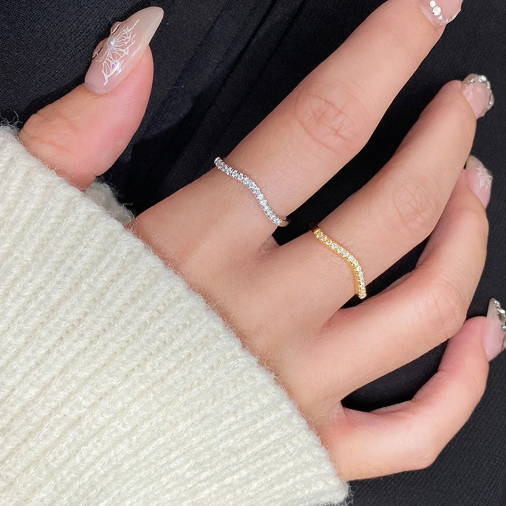 

Korean INS Hot Selling Women Irregular Wave Ring S925 Pure Silver Simple Personalized Couple Jewelry